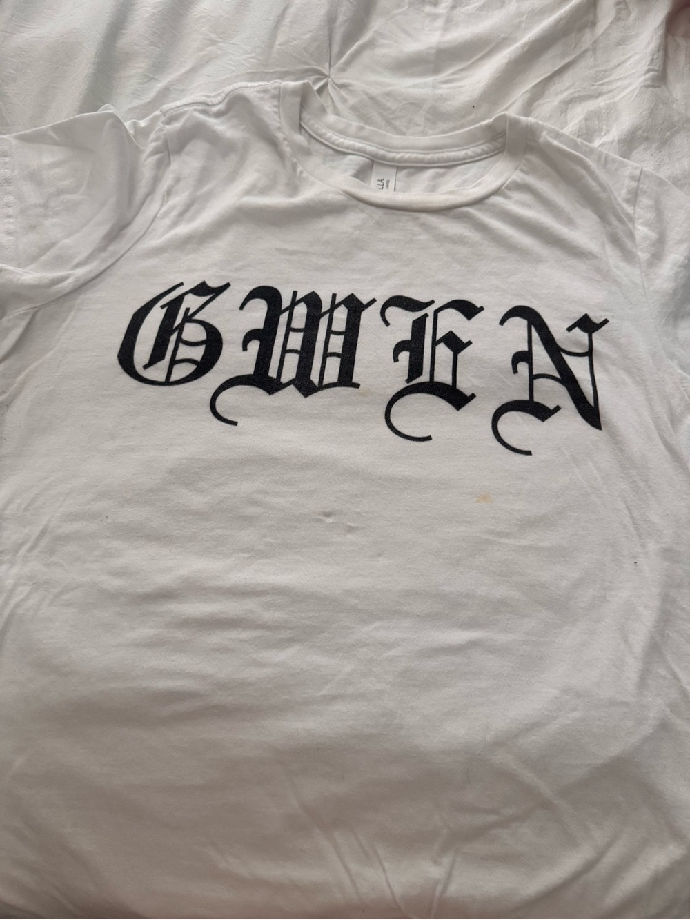 Gwen Stefani- White Gwen Graphic Tee - Classic Black Lettering